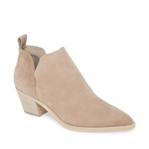 Dolce Vita Beige Cushioned Sonni Pointed-Toe Block Heel Leather Dress Booties